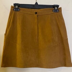 Jaase Mini Skirt in Mustard Brown Suede